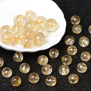 【小聰頭手作】 天然 巴西 金髮晶 鈦晶 散珠子 diy 水晶 飾品 配件 材料 串珠 圓珠 單珠