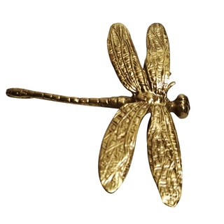 Pcf* 黃銅抽屜拉手蜻蜓形櫥櫃拉手單孔金色旋鈕廚房臥室家具五金