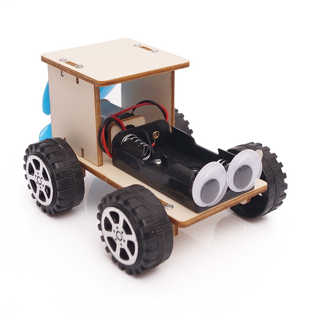 學生兒童 DIY 電動風力車模型手工科學木製組裝物理實驗技術玩具