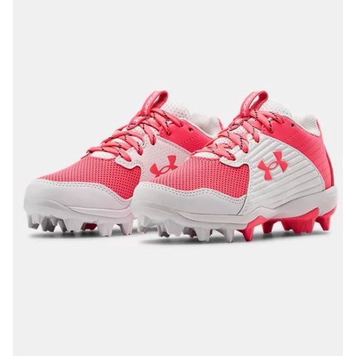 全新UA Under Armour Leadoff 兒童棒球鞋 3023449-601特價粉紅色