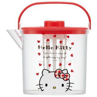 小禮堂 Hello Kitty 日製 手提透明冷水壺 耐熱水壺 飲料壺 1.2L (紅蓋)