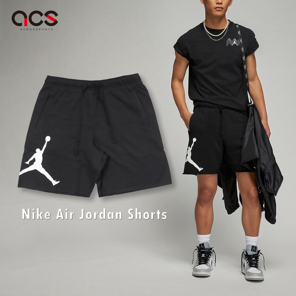 Nike 短袖 Jordan 男款 黑 棉褲 不收邊 簽名 刺繡 喬丹 【ACS】 DV5028-010