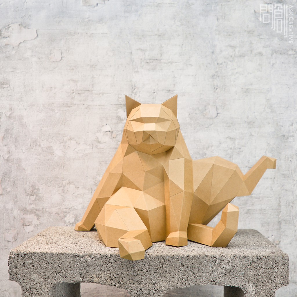 問創設計DIY手作3D紙模型 - 抬腿貓