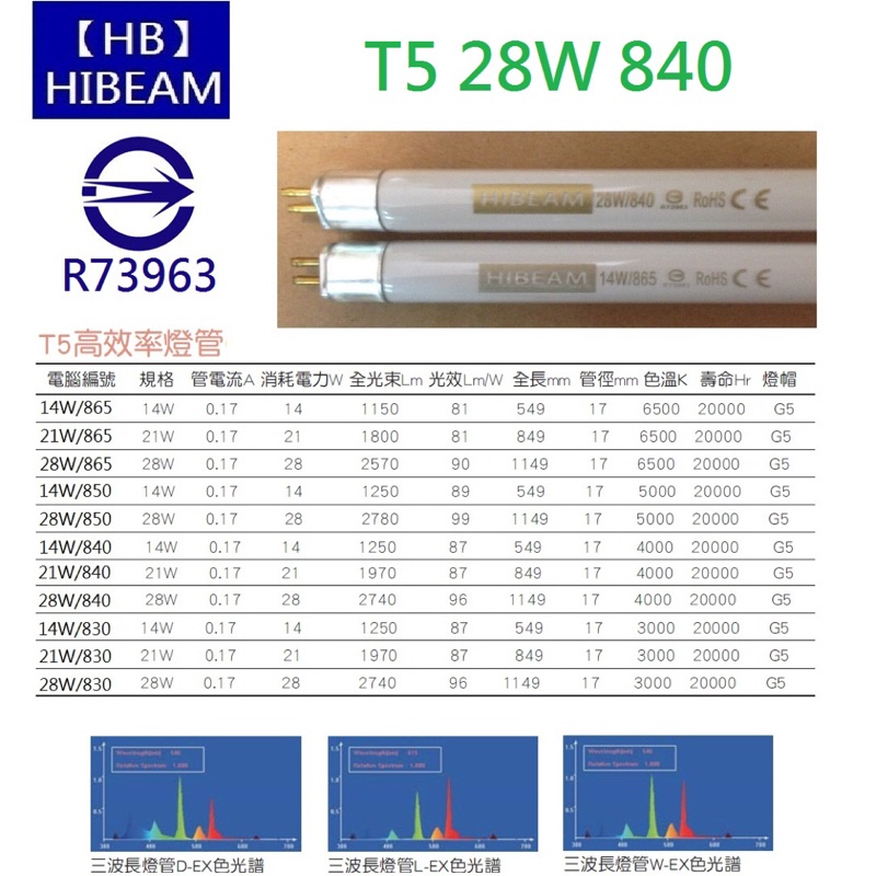 【HIBEAM】T5燈管 28w 4000k 840 暖白光 自然光827 2700k黃光