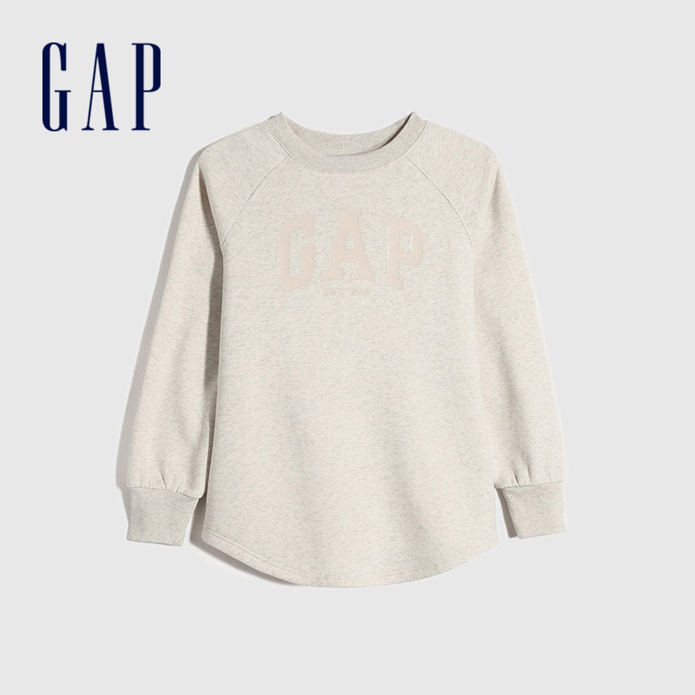 Gap 女裝 Logo刷毛大學T 碳素軟磨系列-燕麥色(656943)