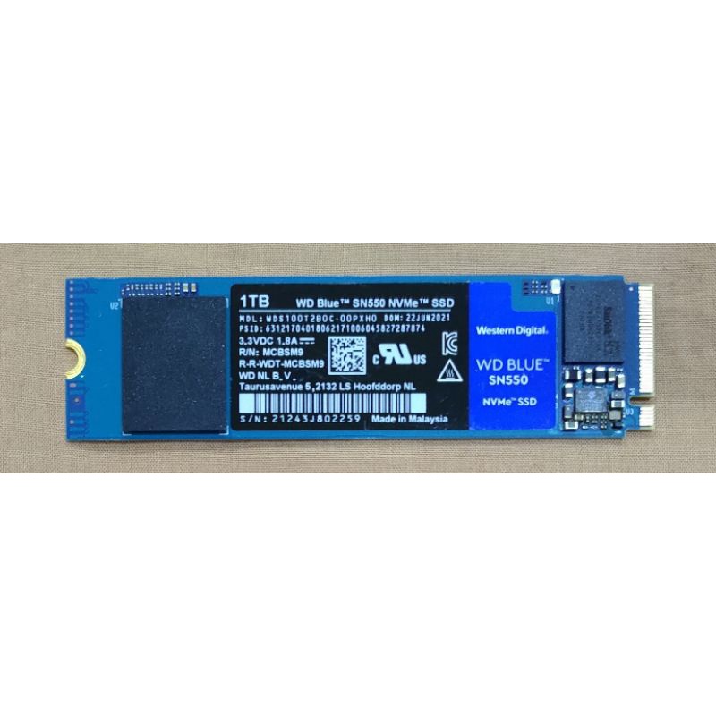WD 藍標(Blue) SN550 NVMe SSD 1TB 韌體21開頭非換料版本 健康度100%