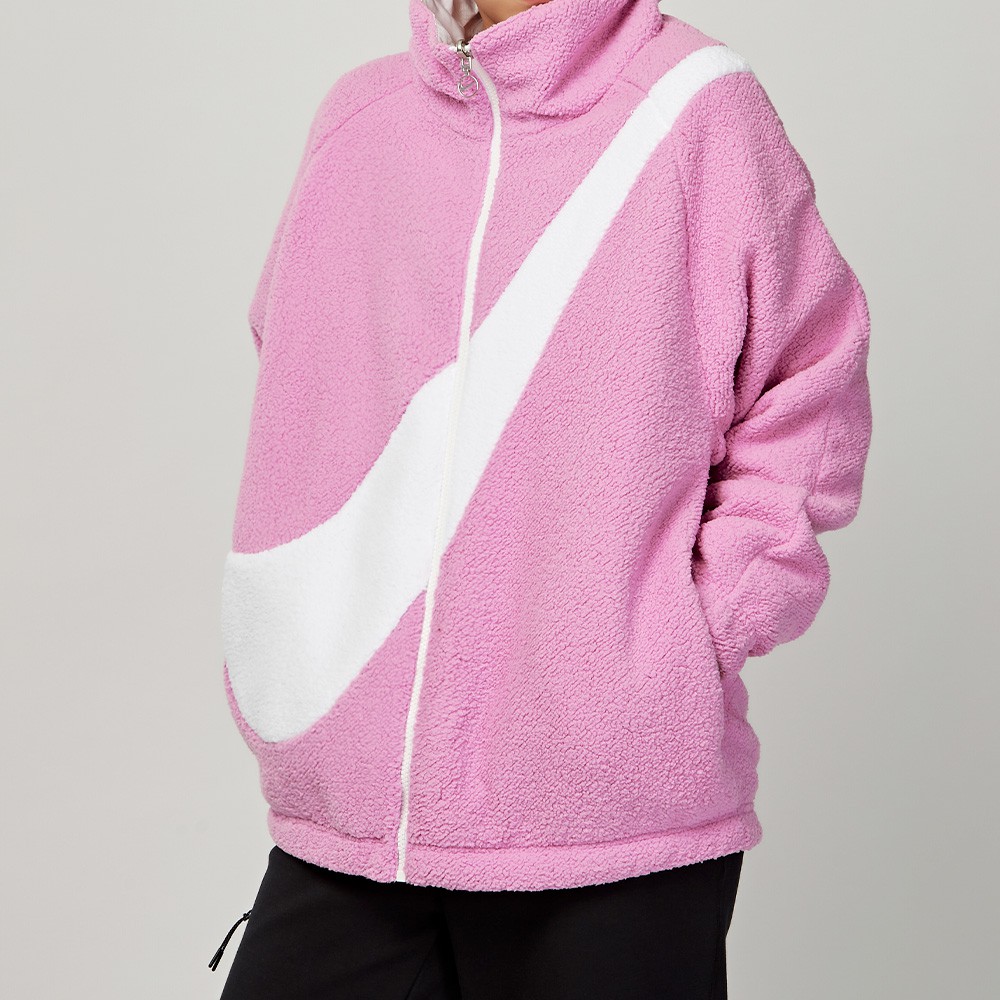 Nike NSW hoodie sherpa rev jkt 女款 粉白 羔羊毛 雙面 休閒 外套 DC5138-616