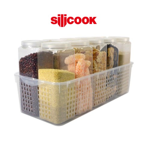 [silicook] 方形食品容器1200ml 10件組（帶托盤套裝）/ 食品儲藏