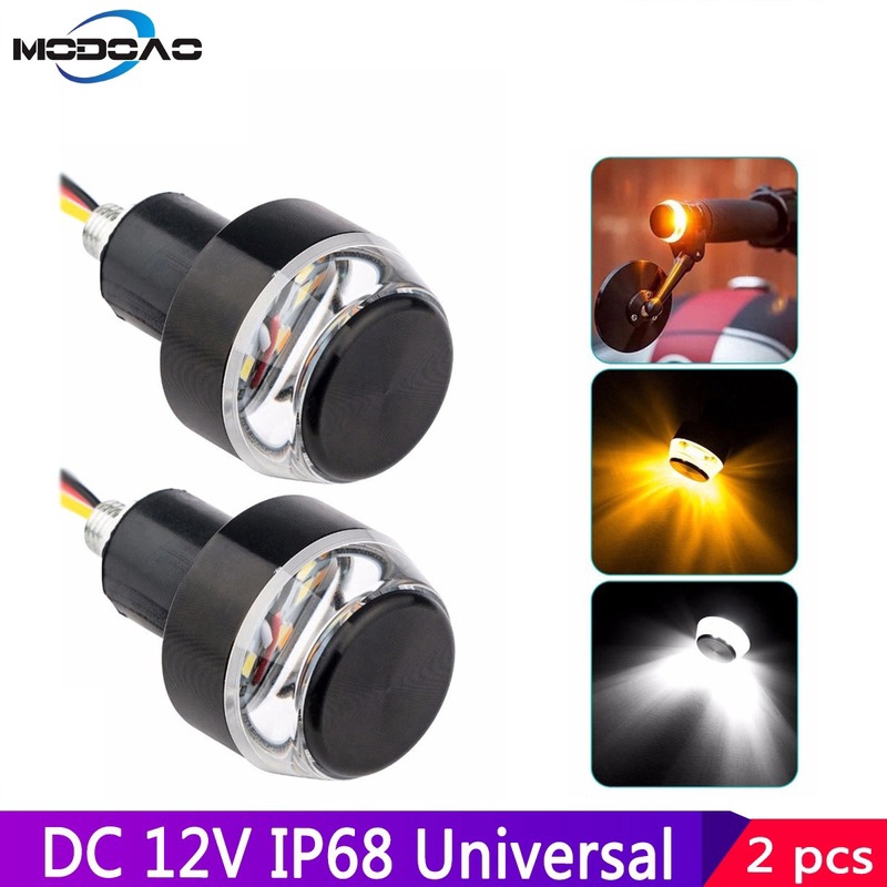 2個led摩托車車把末端信號燈指示器閃光燈22mm標記燈通用把手側面方向燈 蝦皮購物