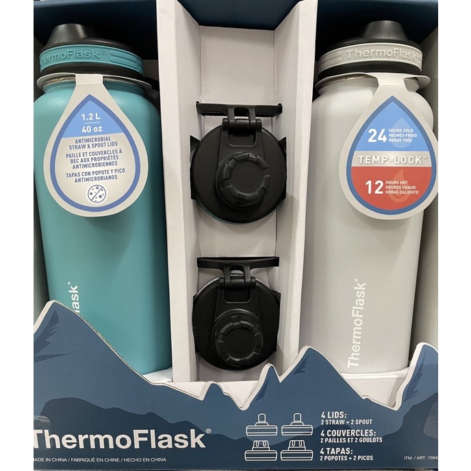 ❇️好市多代購❇️ Thermoflask 不鏽鋼水瓶 1.1公升 不鏽鋼保冷瓶兩件組 保熱保冷 保溫瓶