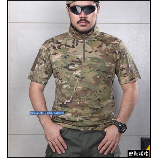 【野戰搖滾-生存遊戲】魔蠍迷彩青蛙短袖T恤、上衣【Multicam】多地形迷彩服CP迷彩立領戰術上衣排汗衫