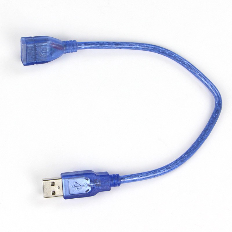加粗 USB 2.0 公對母延長線 屏蔽編制 加粗短線 設備加長線(藍) 30公分 50CM 1.5米 3米