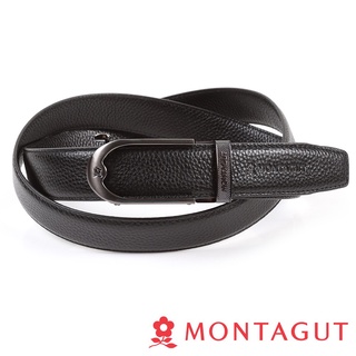 【MONTAGUT夢特嬌】時尚經典自動扣皮帶A31M84507F黑色