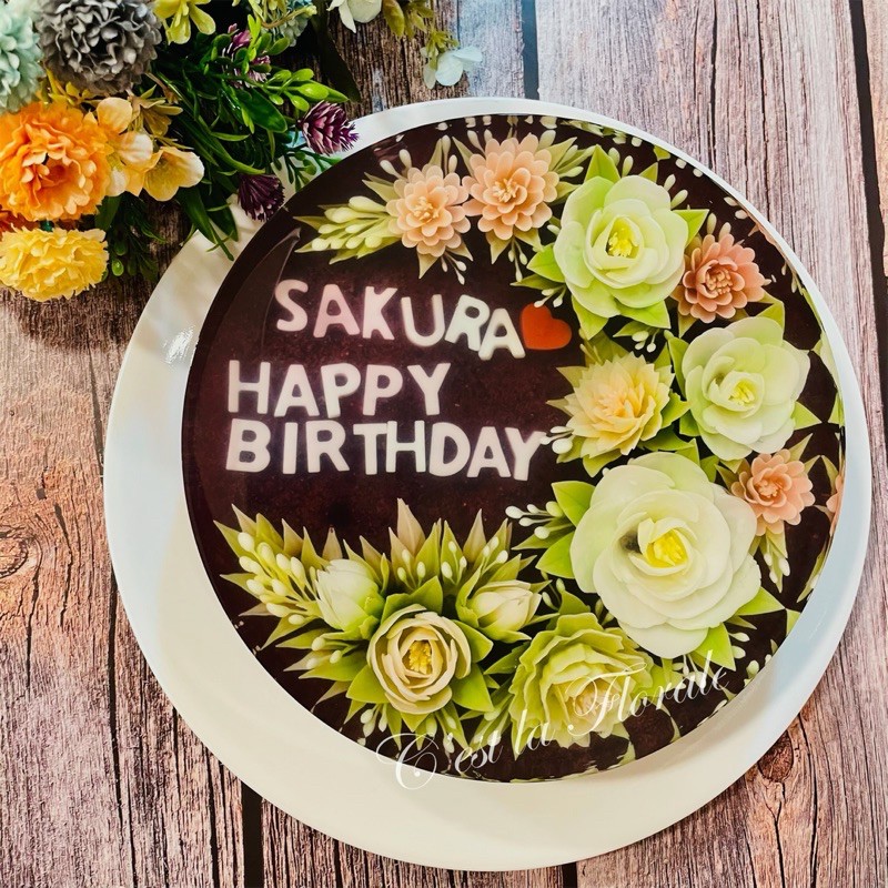 C F手作 客製文字月型花 8吋立體3d果凍花蛋糕 甜點 蝦皮購物