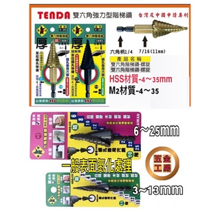 《五金工房》台灣精工TENDA強力型階梯鑽/六角軸鑽頭/專利雙六角設計/金屬開孔器