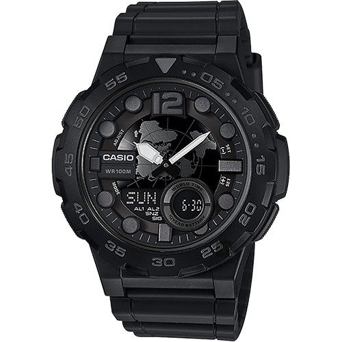 Casio 卡西歐 10年電力勁黑地圖錶 Aeq 100w 1bvdf