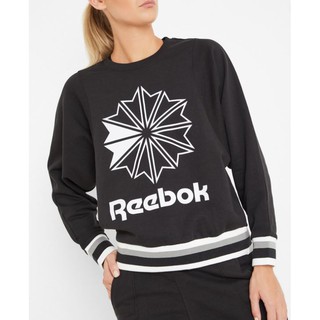 REEBOK CLASSICS LOGO 女款 大學T 長袖上衣 長袖T 純棉 黑色 EB5130 白色 EB5131