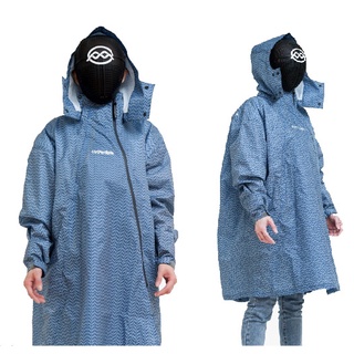 Brightday Double雙拉鍊斜開長板風雨衣 Mini-O 太平洋藍 專利雙拉鍊 一件式 連身式 雨衣《比帽王》