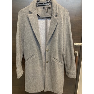 灰色合身西裝外套 長版大衣 女生外套