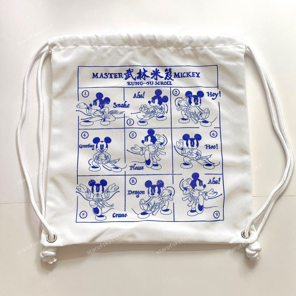 米奇 帆布 束口後背包 白色 藍色 7-11 金鼠年 福袋 限定 MICKY 迪士尼 disney 聯名商品