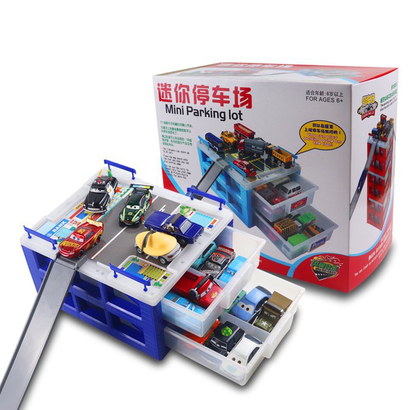 《台灣發貨》2021兩層抽屜總動員式多美小車/合金停車場收納卡玩具汽車迷你賽收藏 伴手禮 禮品