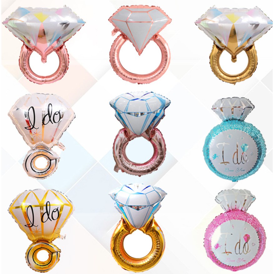 婚房裝飾鑽石戒指氣球求婚道具大號鋁氣球