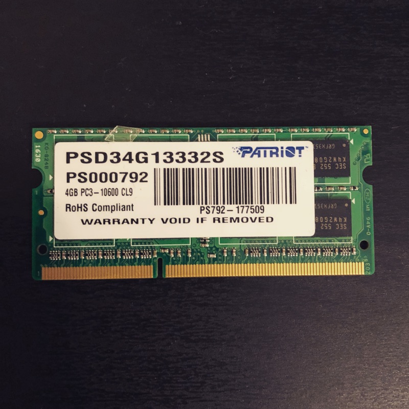 Patriot 博帝 終保 DDR3 1333 4G 筆電記憶體 (雙面)