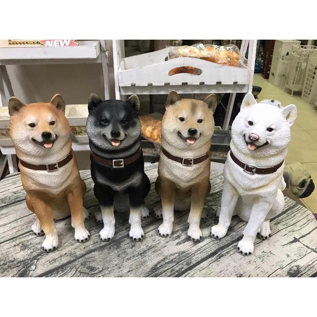 H 6901赤 6901 1黑 6901 2胡麻柴 6901 3白可愛的仿真 小型柴犬 坐姿居家庭園裝飾擺件 蝦皮購物