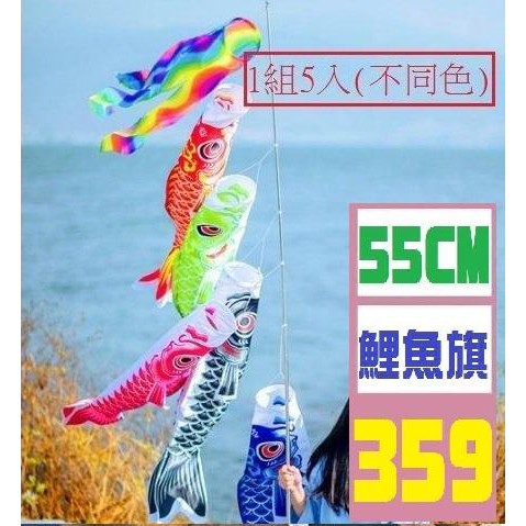 【三峽貓王的店】鯉魚旗串組 55CM 1組5入 不同顏色 測風向 民宿裝飾 店面裝飾