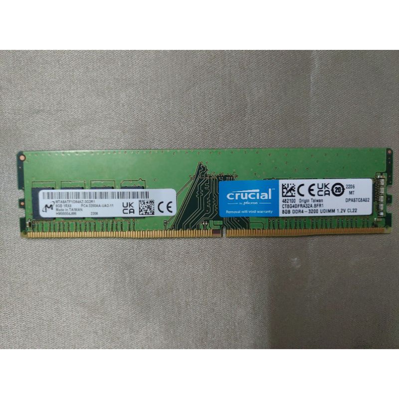 二手 美光 Crucial DDR4 8g 3200 記憶體 桌上型電腦用