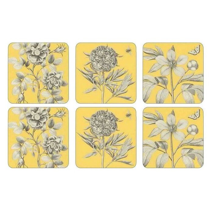 《齊洛瓦鄉村風雜貨》英國Portmeirion Pimpernel系列 花卉 杯墊組 6入組 （黃色）