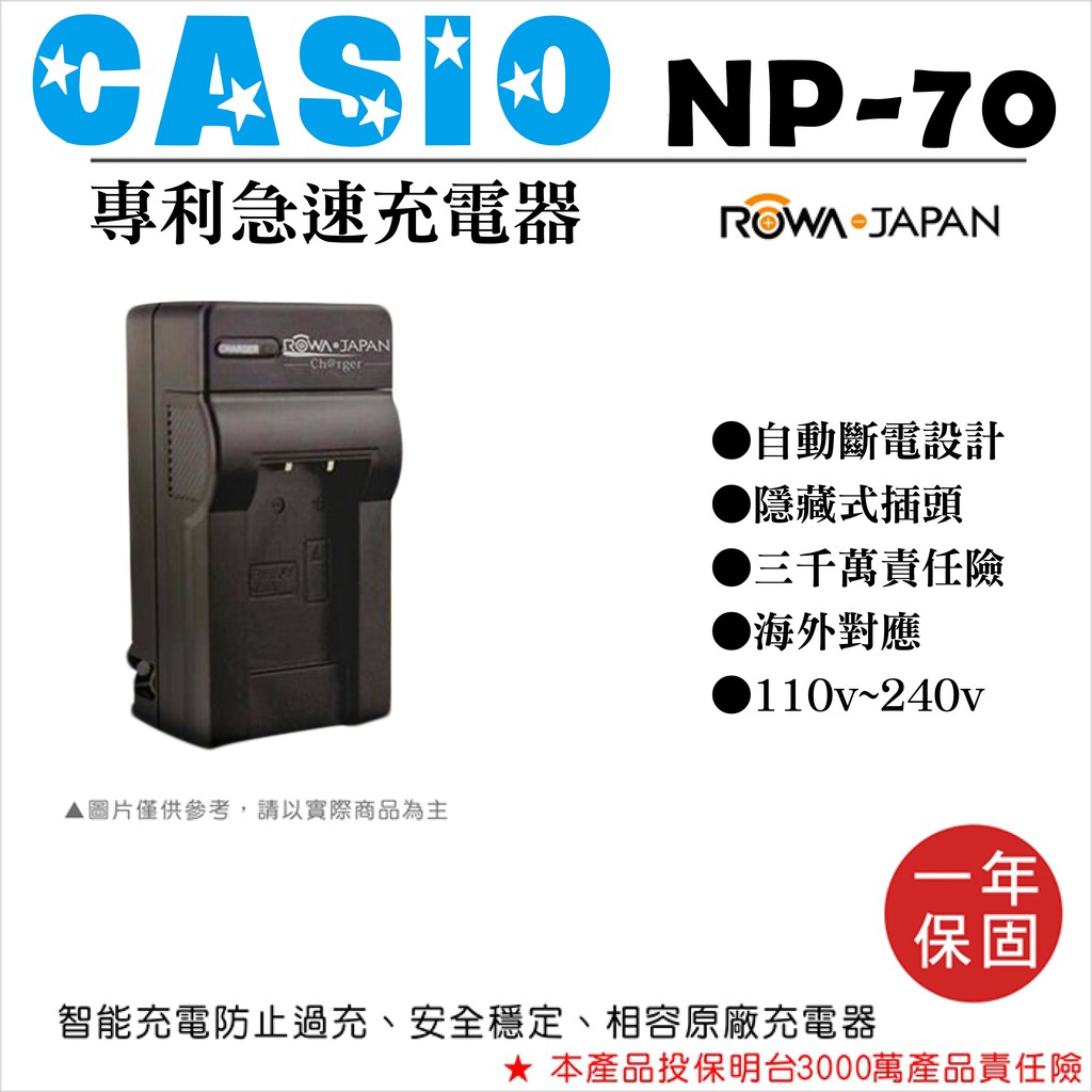 無敵兔@樂華 Casio NP-70專利快速充電器 CNP70 壁充式座充 1年保固 索尼副廠 自動斷電 Z300
