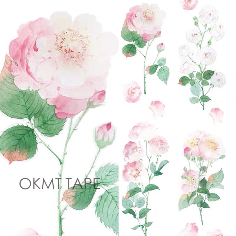 Kate S 全新整卷 新七天盛開的薔薇特油和紙膠帶花草裝飾背景 蝦皮購物