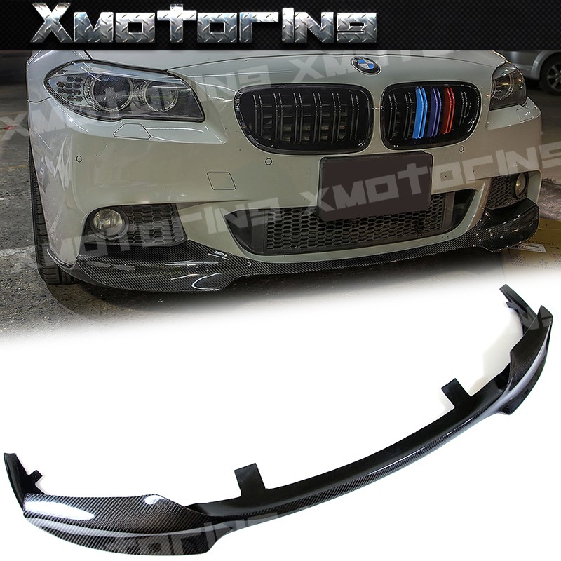 XM碳纖維精品 BMW 11-15 F10 F11 5系列 M-Sport版 V款原廠保桿用前下巴 #碳纖維