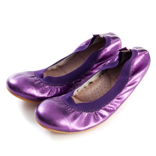 G.Ms.旅行女孩II-金屬羊皮鬆緊口可攜式軟Q娃娃鞋(無鞋袋)-深紫