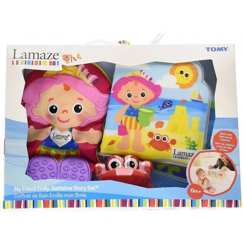 【禮盒】Lamaze拉梅茲 Emily 洗澡玩具 三件組 含手偶手套 噴水動物 防水故事書 美國代購 正品 綠寶貝
