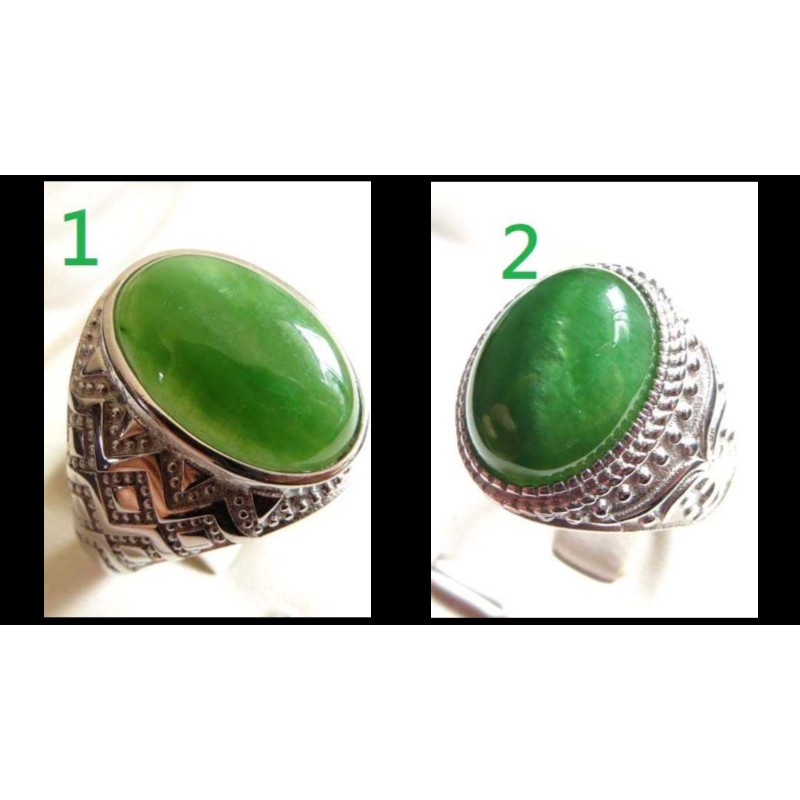 天然玉石正品和闐玉和田玉蛋面菠菜綠碧玉戒指男戒首飾飾品珠寶