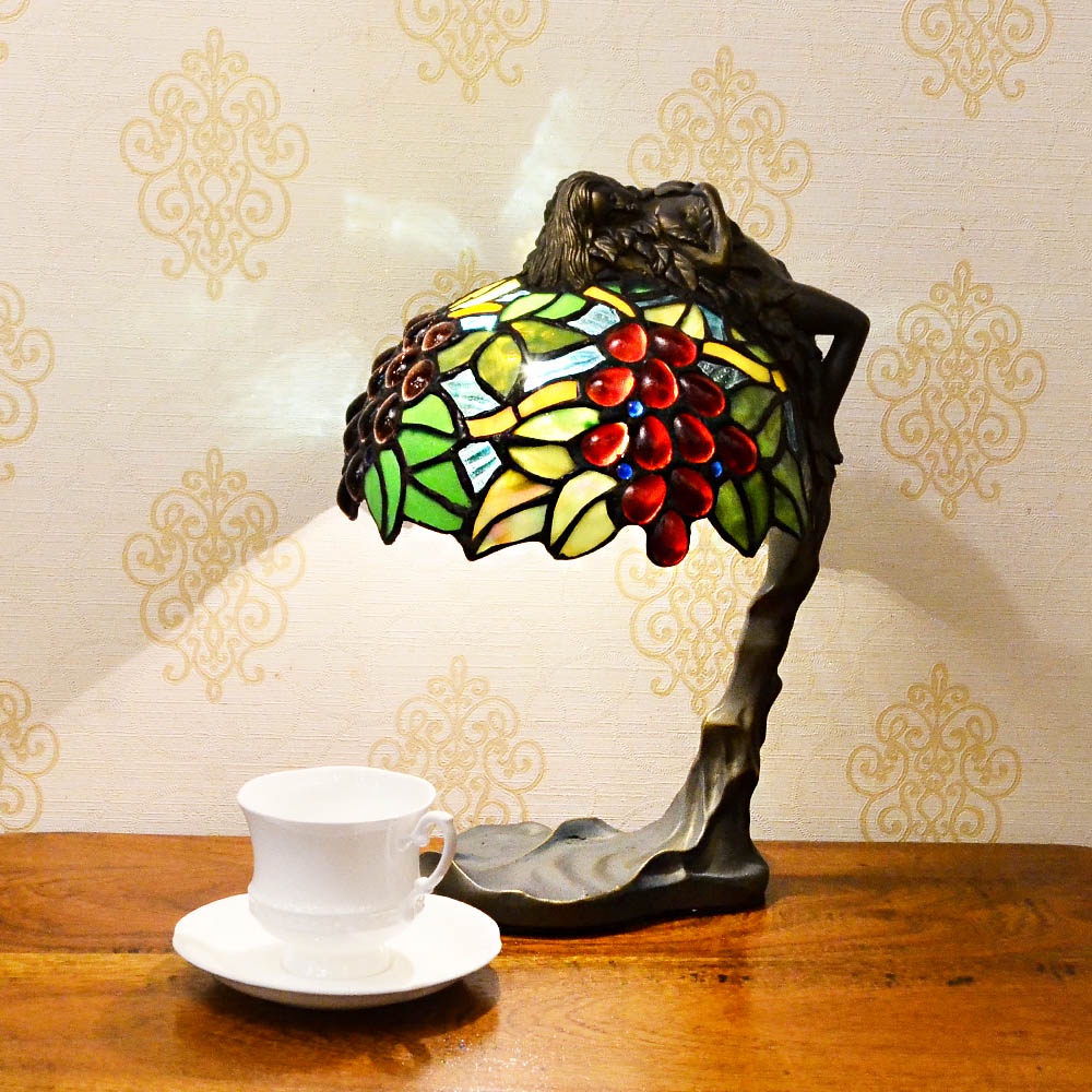 8"花仙子樹脂桌燈|Tiffany蒂芬妮手工彩繪玻璃桌燈