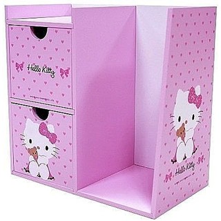 《熊兔的店 》正版授權 木製 Hello Kitty 抽屜檔案盒 書架 桌上收納盒 置物盒 收納箱 KT-0129