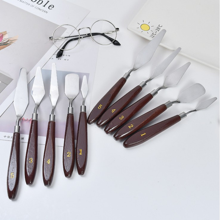 臺灣現貨 烘焙工具 5件套調色刀 和果子調色刀 美術刮刀顏料調色刀