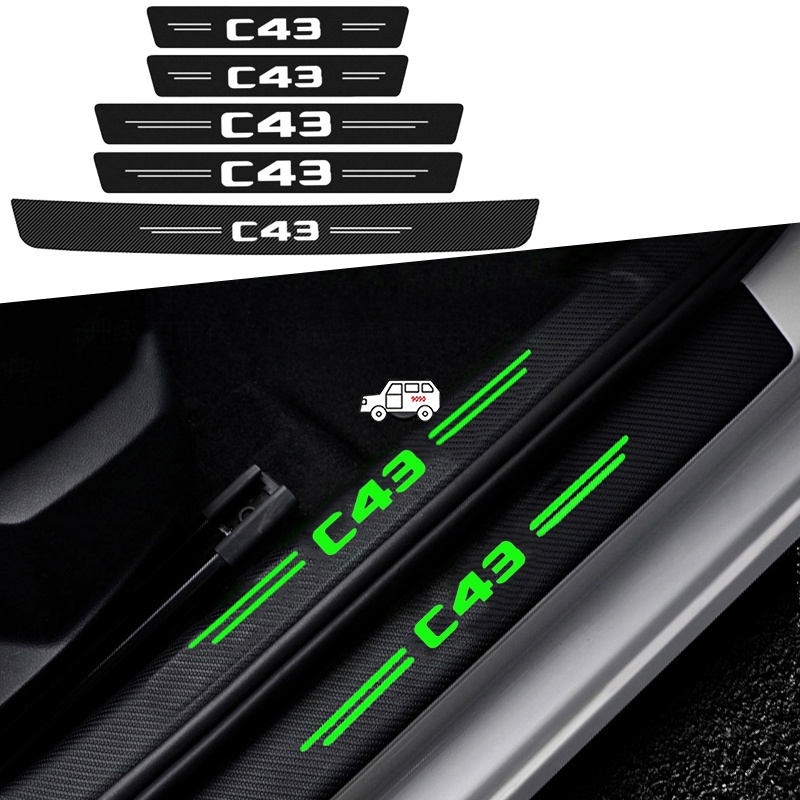 1pc / 4pcs / 5pcs 發光車門檻保護板貼花後備箱保險槓門檻貼紙, 用於奔馳 C43 Logo W204 W