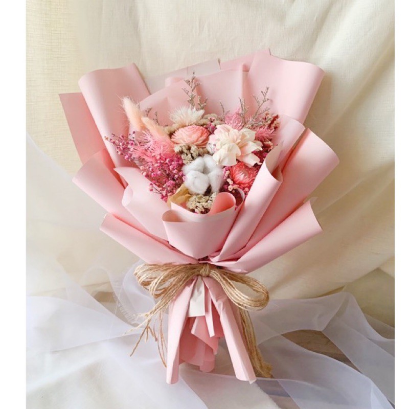 慶記花坊 萌花束畢業乾燥花情人節送禮送花粉色夢幻獻花音樂會 蝦皮購物