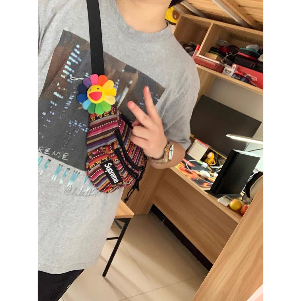 シルバー/レッド Supreme Woven Stripe Waist Bag マルチ 2 - ウエスト