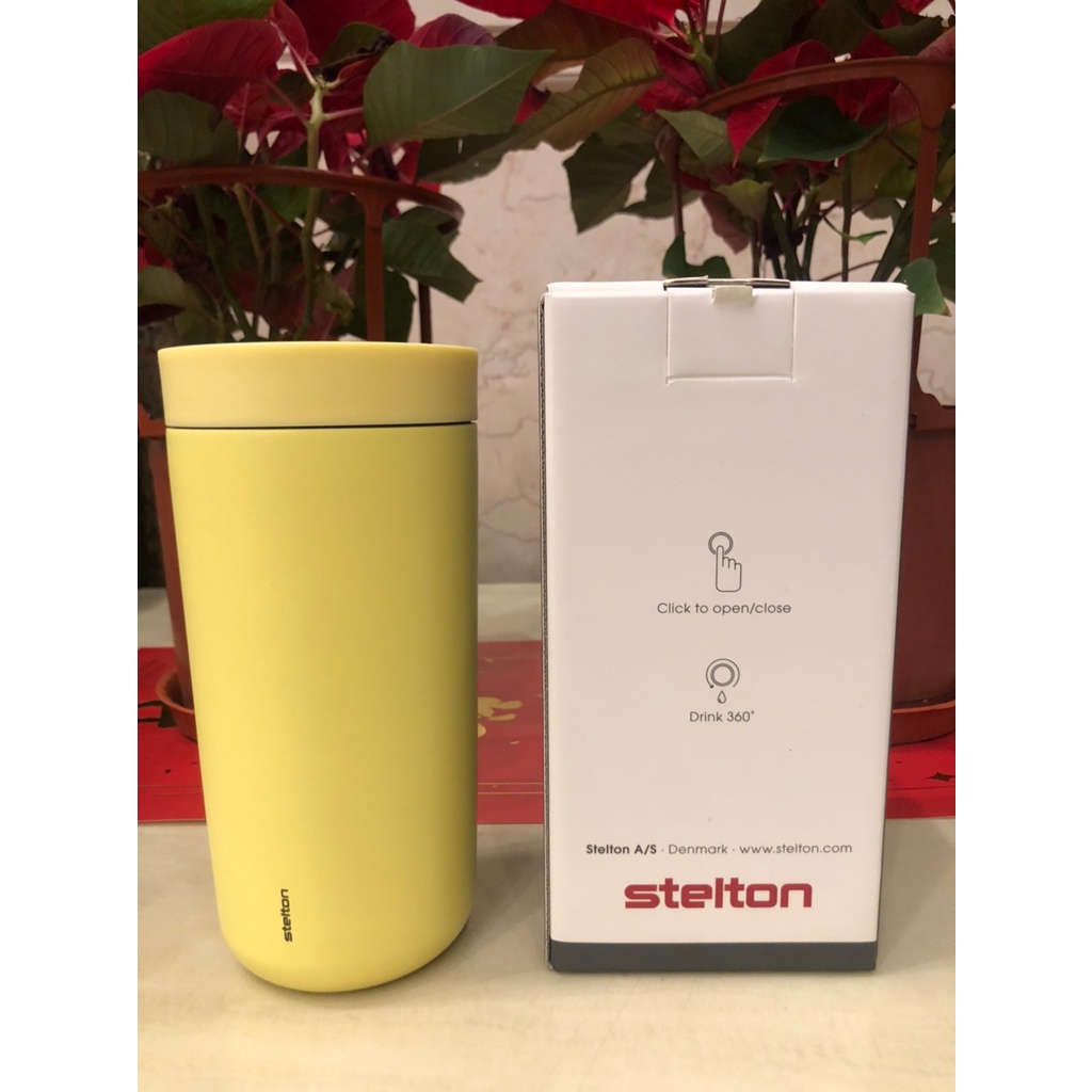 全新 丹麥美學 Stelton 保溫杯360度各種角度皆可飲用 檸檬黃 400ml