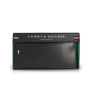 美國百分百【全新真品】Tommy Hilfiger 真皮 皮夾 卡片夾 TH 長夾 錢包 禮盒 黑色 咖啡色 G887