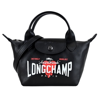 LONGCHAMP X EU王者聯名系列小羊皮短把兩用包(迷你/黑)｜100%原廠真品｜JS Maxx官方旗艦館