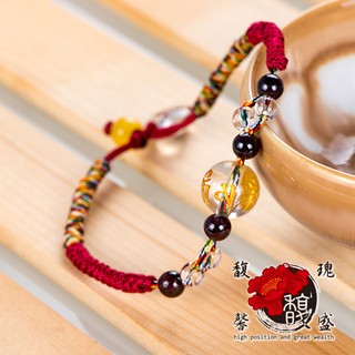 祈願平安手工五色線手鍊l白水晶防小人六字真言(含開光加持)馥瑰馨盛l蝦皮店到店ns0340