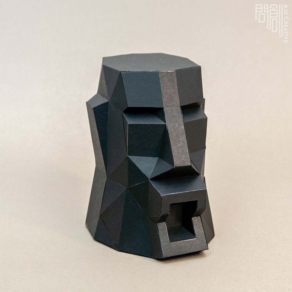 問創設計 DIY手作3D紙模型 禮物 擺飾 摩艾系列 - 喇叭嘴摩艾  (4色可選)