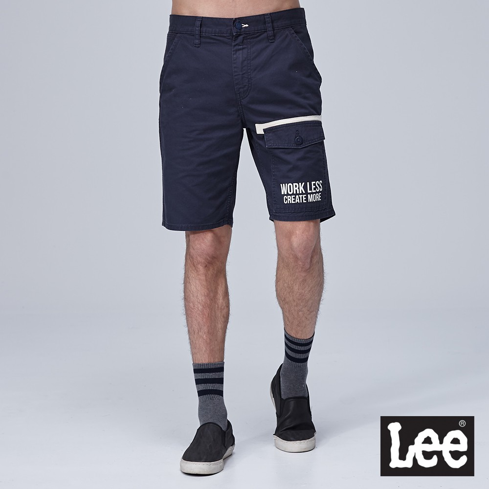 Lee 902 多口袋文字印刷休閒短褲 男 深藍 Modern LL1801006RR