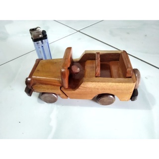 Kayu JEEP 大號英國威利木製汽車微型模型